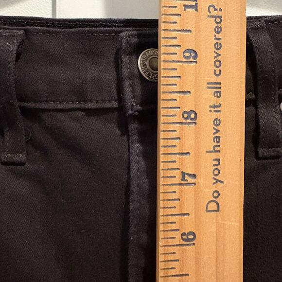 Levi’s Premium 724 High Rise Straight Jeans 28 Black Distressed Knee Hemmed 26” - Picture 12 of 16